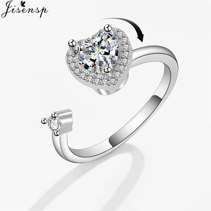Luxury Anxiety Ring Fidget Spinner Ring for Women Crystal Flower Butterfly Animal Finger Ring Rotate Anti Stress Wedding Jewerly