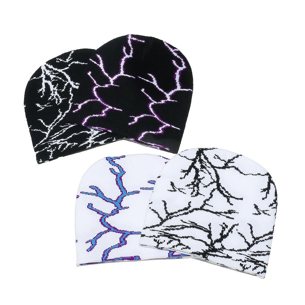 Beanie lightning cool wind knitted hat dark wool hat men's and women's ski cold hat hip hop