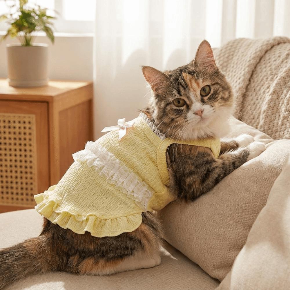 Fashion Breathable Pet Tank Top Floral Lace Princess Style Dog Vest Lightweight Sleeveless Puppy Sling Skirt Outdoor Walk