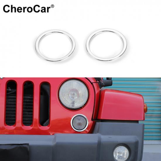 

Light Turn Signal Lamp Frame Ring Trim Bezels for Jeep Wrangler JK 2007+ Chrome
