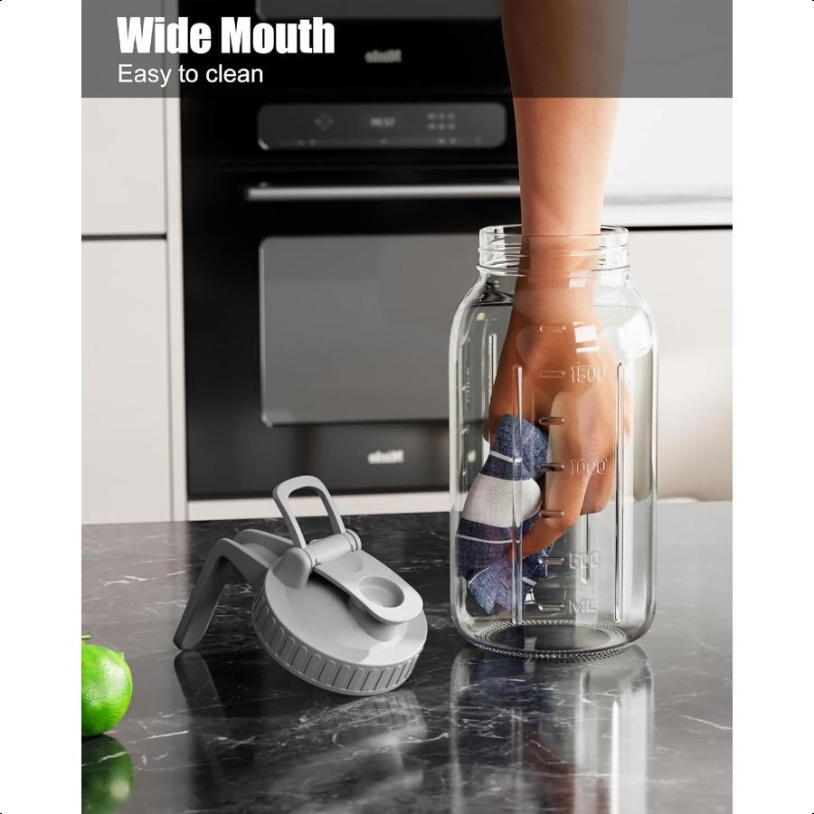 

Стеклянный кувшин с крышкой 64 унции Большая банка Мейсона Широкое горлышко Стеклянная банка для солнечного чая для улицы Кувшин для холодного чая для холодных напитков Breas United States