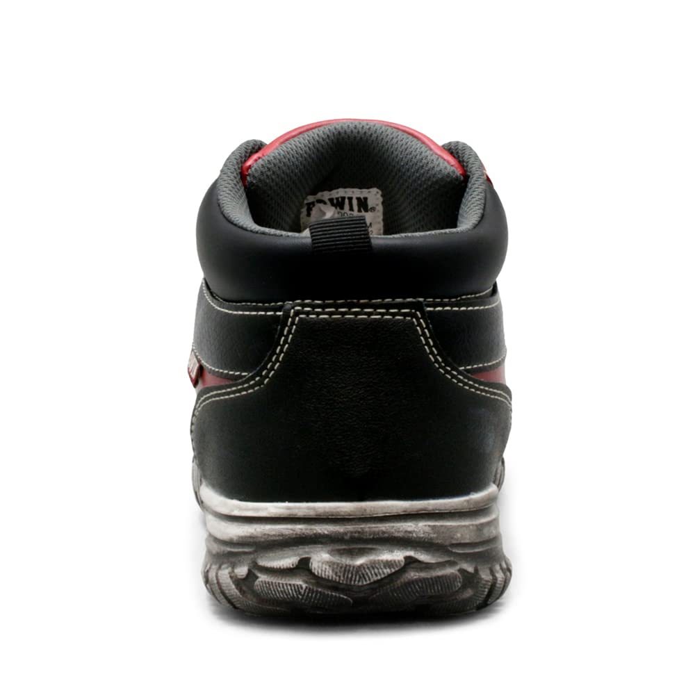 Edwin Esm102 Safety Special Steel Toe Work Safety Size Men's High-Top Shoes, Non-Slip, Lightweight, Sole, Cap, Shoes, Shoes, Red, 27.0cm