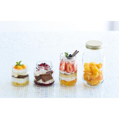 ADERIA Double-Cap Containers, 475ml, Set of 6, Made In Japan, Glass Storage Containers, Canisters, Airtight Containers for Condiments, Coffee Beans, D