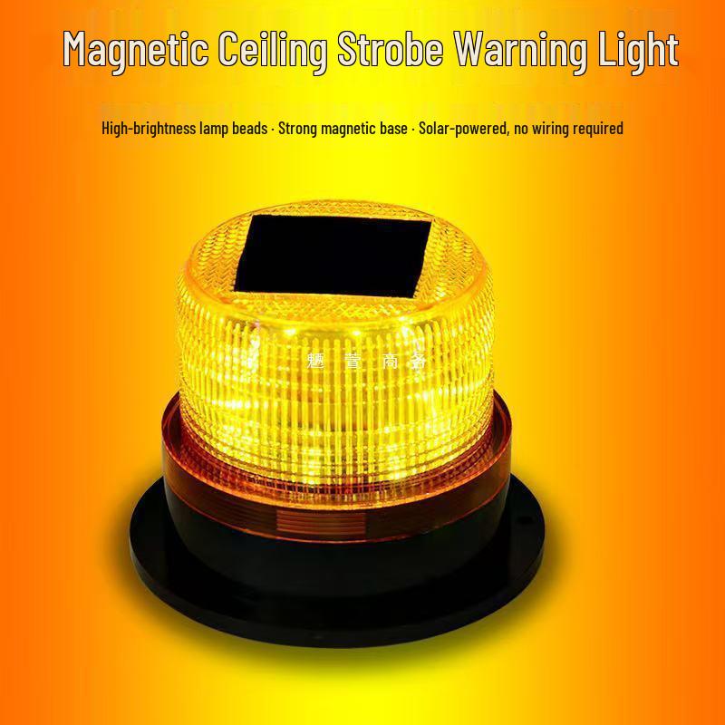 Solar-Powered Magnetic Warning Beacon: Waterproof Flashing Light for Vehicle Roadblocks
