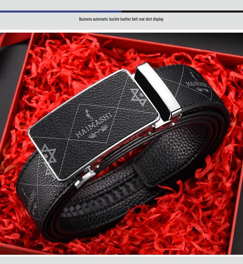 Emperor Men's Genuine Leather Automatic Buckle Belt: High-Quality, Versatile, Trendy