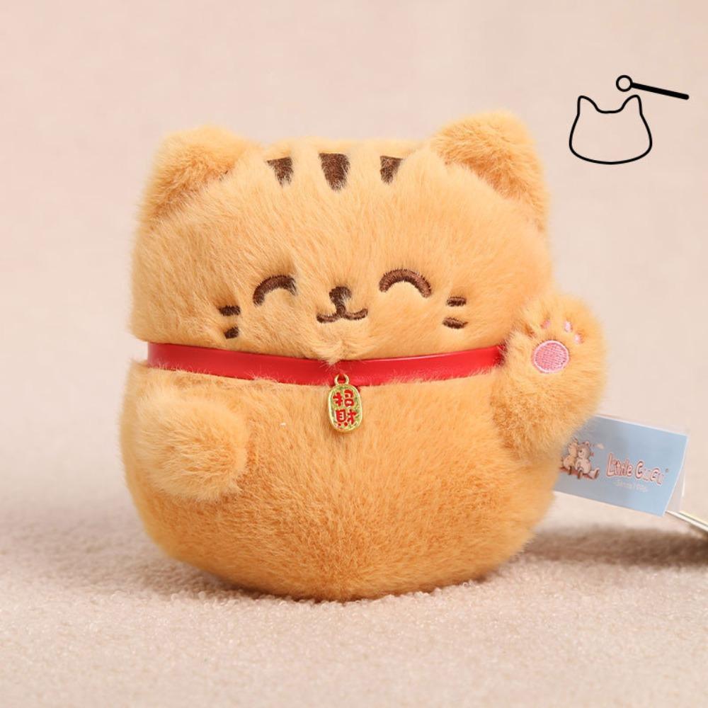 Plush Mascot Lucky Kitten Plush Toys Waving Hand Cute Cartoon Cat Doll Desktop Pets A