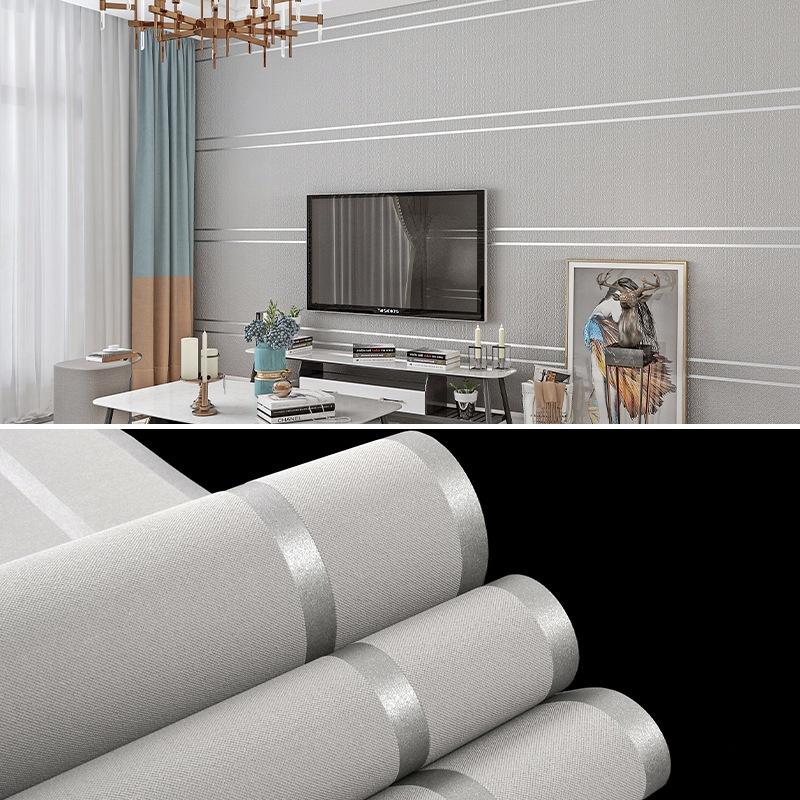 

Обои из оленьей кожи бархатные современные простые полосатый узор гостиная ТВ фон домашний декор нетканый материал без самоклеящейся основы 53cmx9.5m