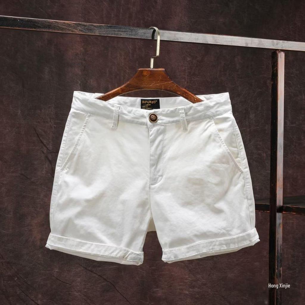 Men's Korean Style Casual Summer Wide-Leg Shorts with Unique Belt Design