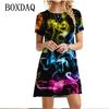 Sukienki damskie 3D Flame Cloud Eruption Dress Lato Casual Krótki rękaw Luźna sukienka w dużych rozmiarach Modny nadruk Odzież 6XL