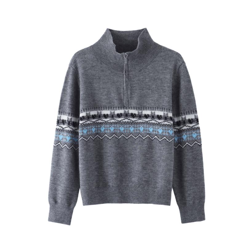 Betu Women's Fair Isle Jacquard Half-Zip Knit Sweater