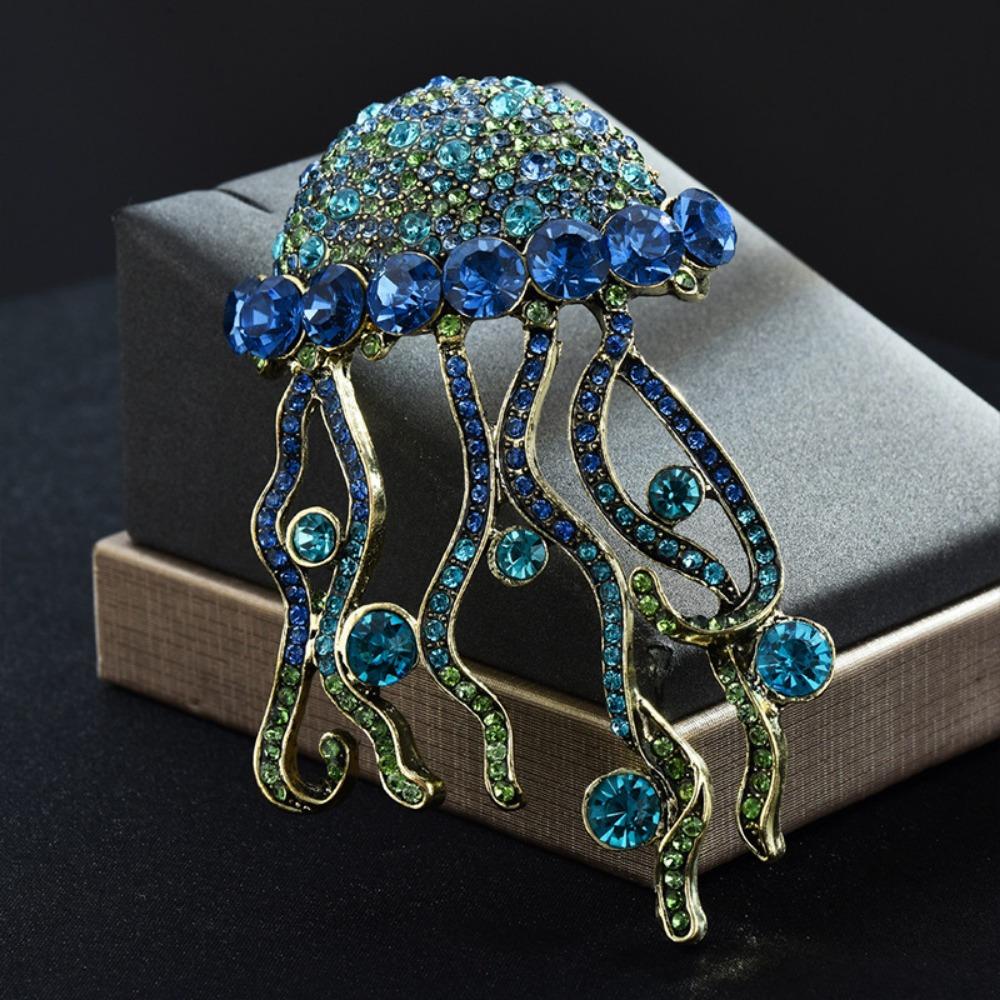 

1 shiny jellyfish brooch, suitable for women, two tone shimmering marine animal brooch, perfect as a party and office gift