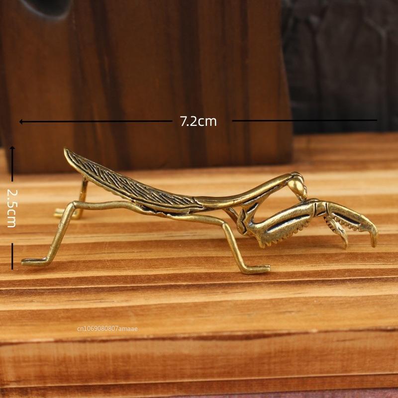 Kobber Mantis Miniatyr Ornament Te Kjæledyr Antik Solid Insekt Figur Skrivebordsdekorasjon Håndverkstilbehør Vintage Blomsterpotte Dekor