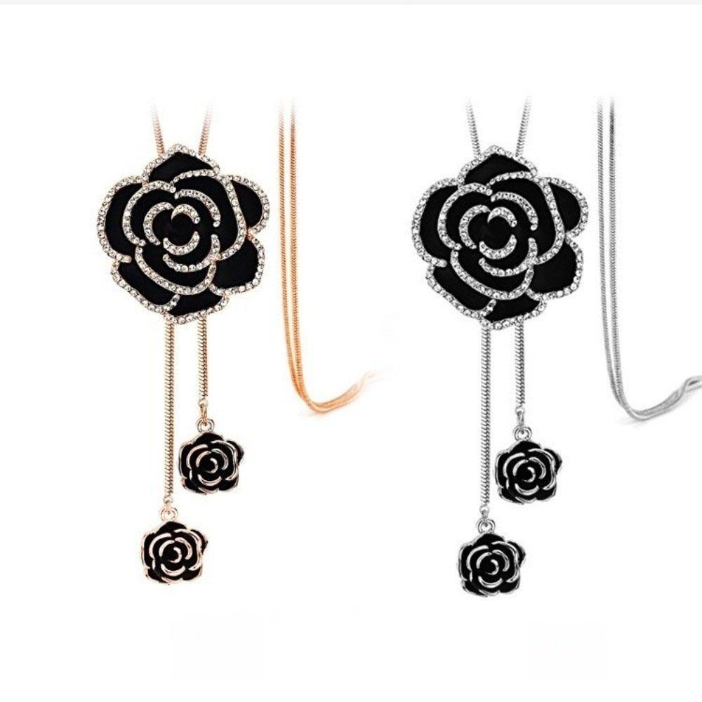 Silver Black Necklace Rose Gold Women Long Necklace Unique Clavicle Chain Festival