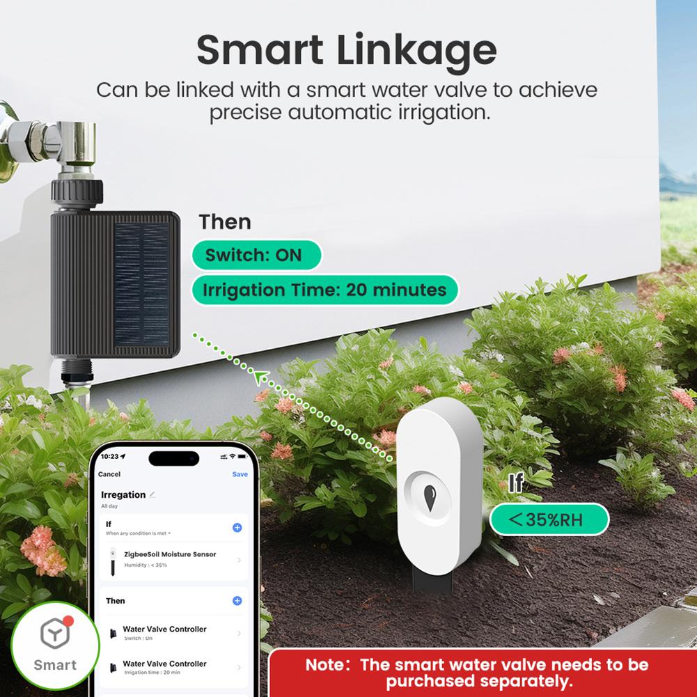 Zigbee Soil Moisture Sensor App Remote Monitoring Humidity Temperature Tester Garden Automation Irrigation Detector for Plants