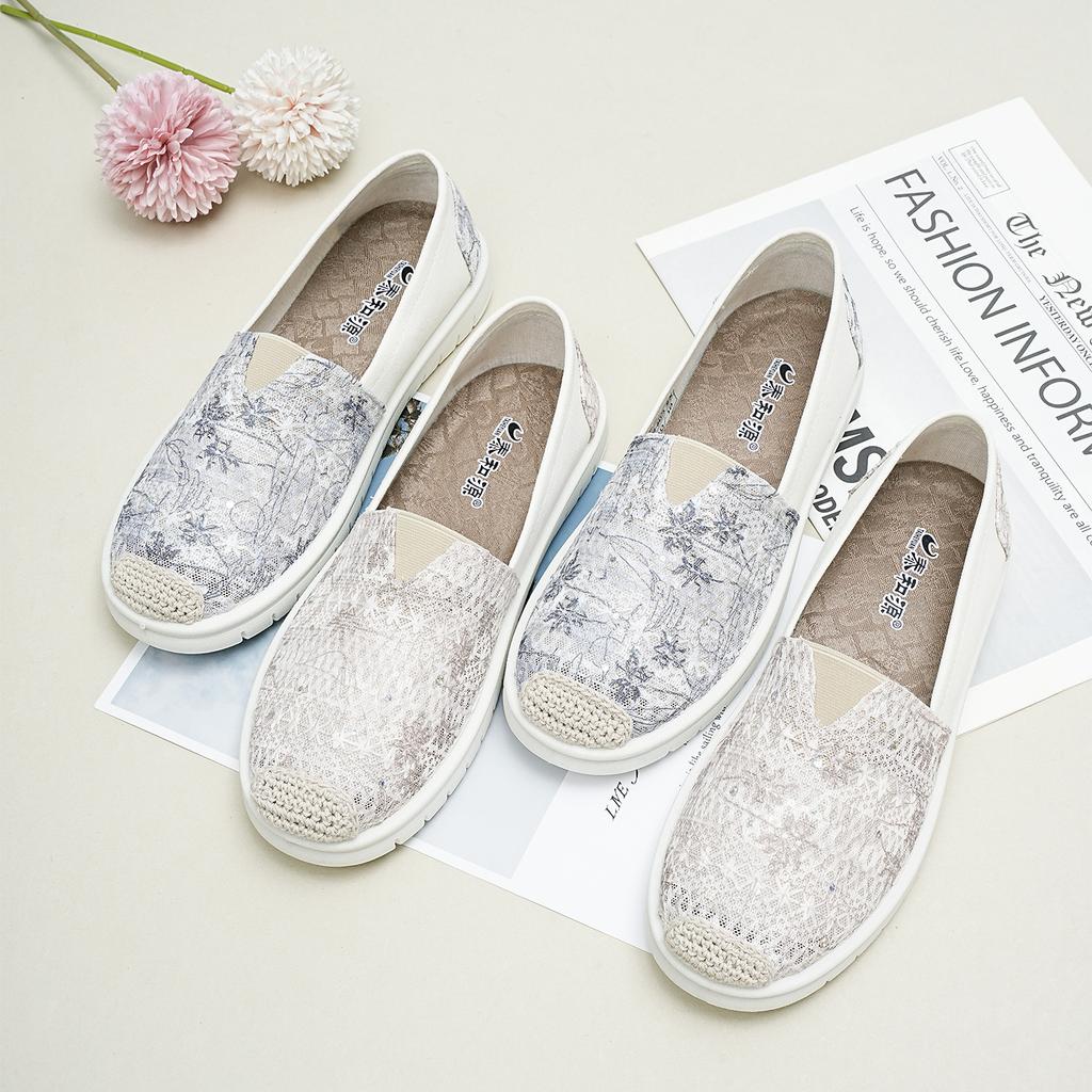 Taiheyuan Old Beijing Cloth Shoes Women's Summer Casual Style Mesh Flat Bottom Sneakers Lazy Shoes Comfortable Fisherman Shoes