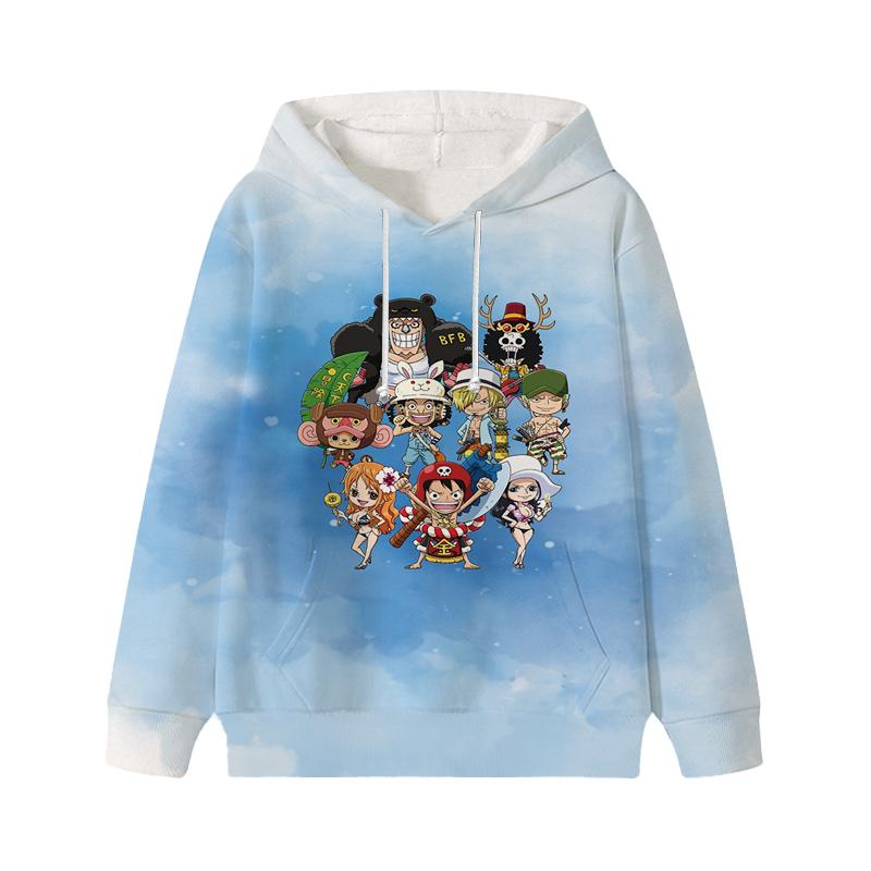 Sudadera con capucha de One Piece Luffy Wanted para niños, otoño e invierno, jersey de terciopelo para niños, ropa informal para niños, niñas y niños, sudaderas con dibujos animados Kawaii