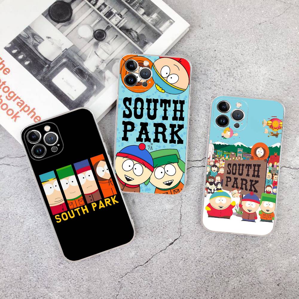 Classic S-south Cartoon P-Park Anime for iPhone 17 16 15 14 13 12 11 Pro Max Plus Transparent Soft TPU Phone Cover