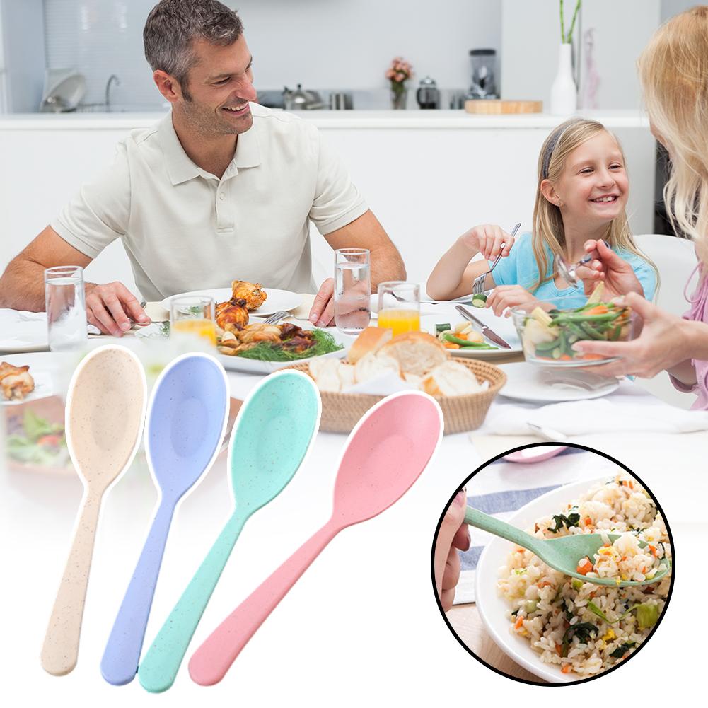 Wheat Straw Spoon 4pcs Wheat Straw Material, Safe and Non-toxic