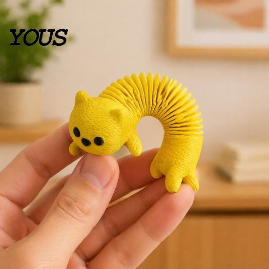 Flexible Springy Animal Toy 1/4Pcs 3D Printed Cat Fidget Toy, Lying Spring Dog Stress Portable Reducer Relief Stretchy for Desk Decor Sensory