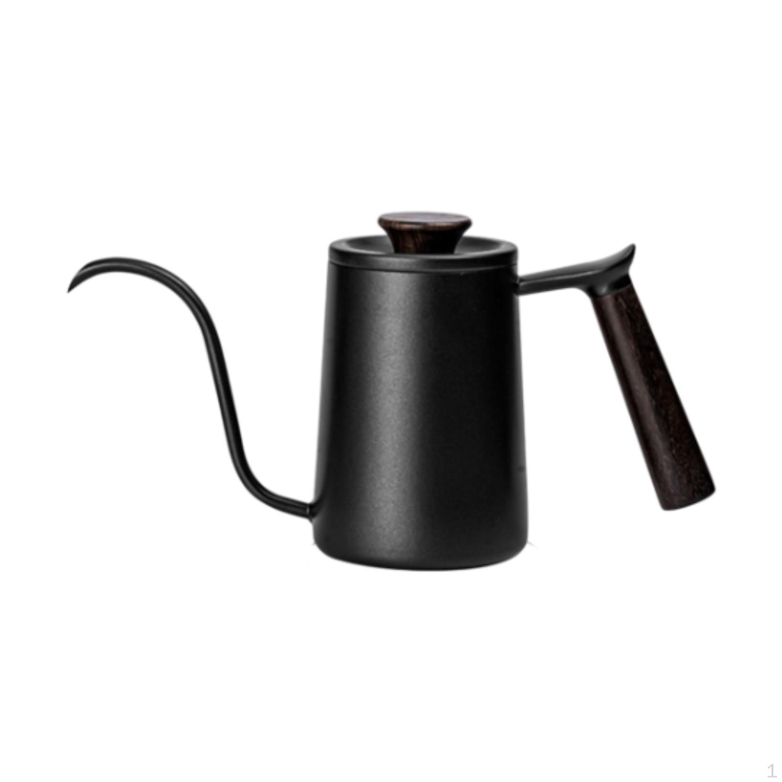 

Чайник для кофе из нержавеющей стали с изогнутой шеей и носиком чёрный