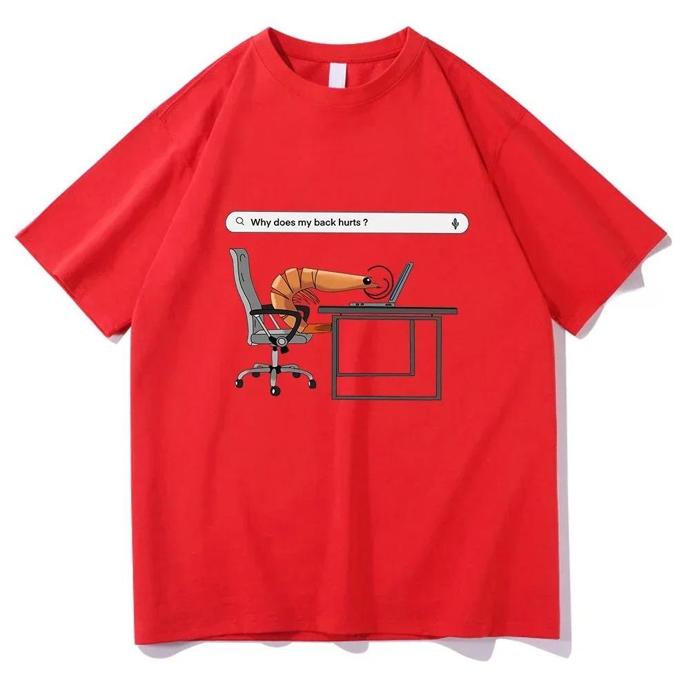 Fun shrimp print Womens round neck short sleeved Tshirt casual retro summer Womens Tshirt S