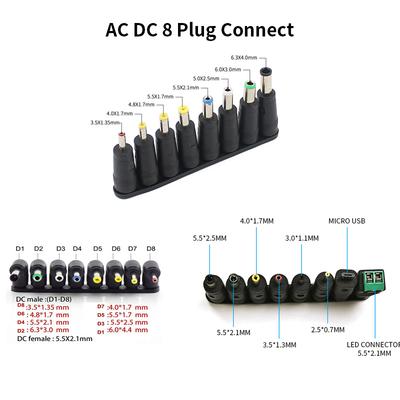 8PCS AC DC Jack Adapter Universal Plug DC 5.5MM*2.5MM 4.0MM*1.7MM 6.3MM*3.0MM 3.5MM*1.35MM DC Female Micro USB Connector