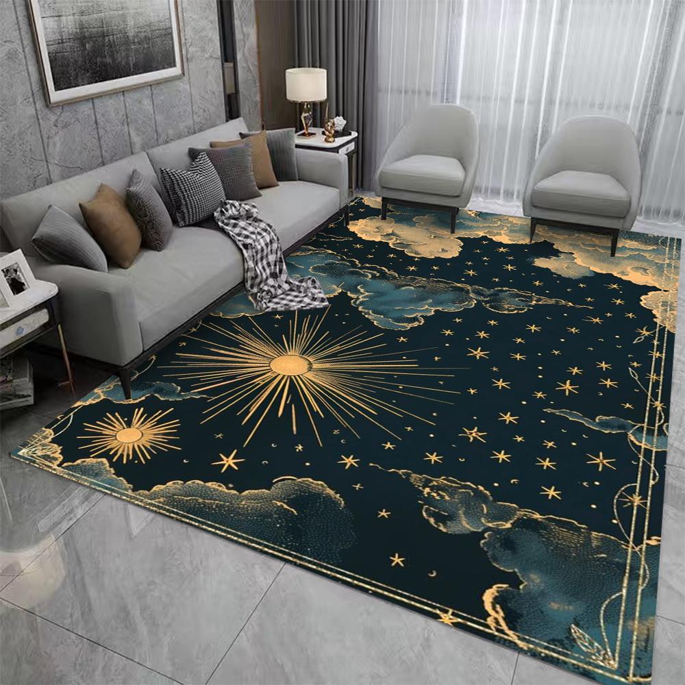 Night Sky Rug Moon and Stars Pattern Stars Pattern Stars Rug Moon Pattern Moon Rug Moon Decor Starry Night Rug Home Decoration