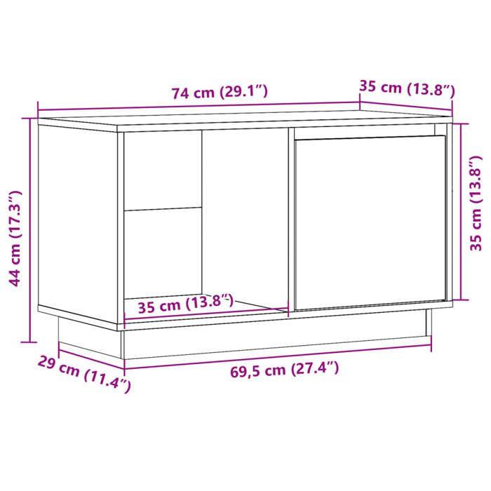 VidaXL Meuble TV Blanc 74x35x44 cm Bois de pin massif 814335