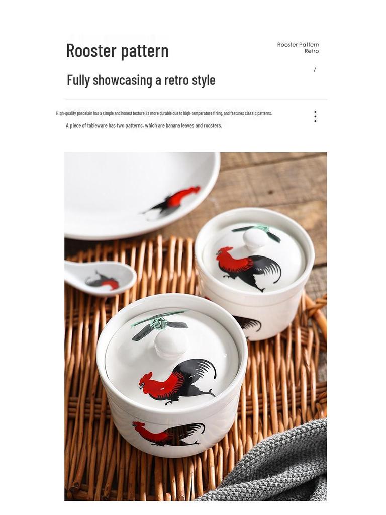 Retro Chinese Ceramic Stew Pot for Single Servings - Ideal for Soup, Dessert, and Bird's Nest Stews