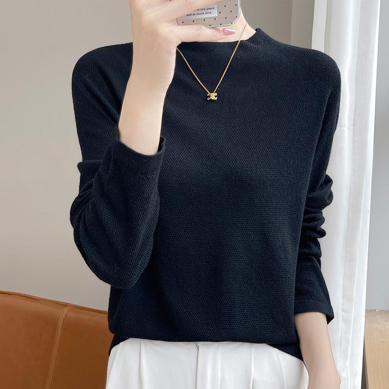 Knit Bottom Women's Small Sweater Knit Style Grunge Inner Shiny Silk Wool Bottom Shirt