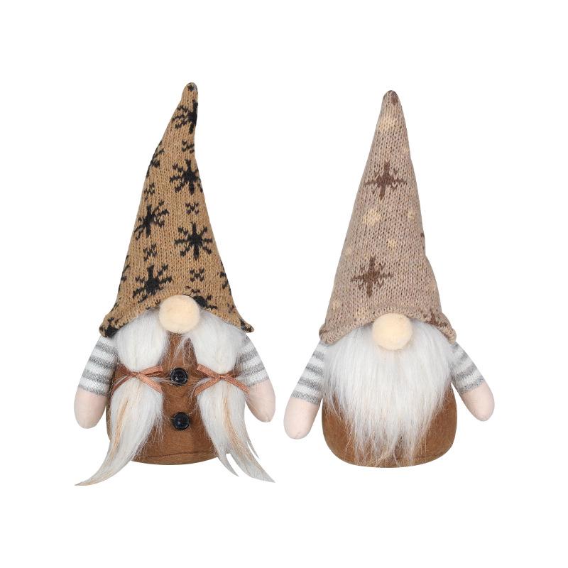 Christmas Decorations: Rudolph Doll, Knitted Snowflake Hat, Faceless Doll