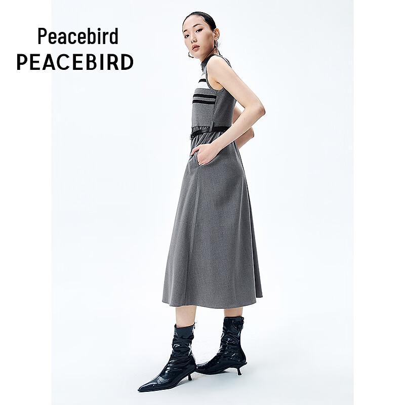PEACEBIRD Striped Knit Patchwork Dress