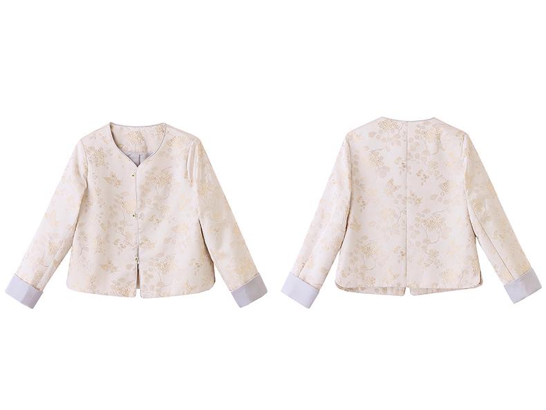 Set Rochie Două Piese Fustă și Articol Exterior Satin Jacquard Chinezesc Primăvară 2025