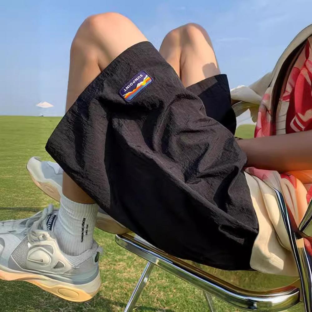 

2024 Фиолетовые Повседневные Шорты для Движения Мужские Летняя Мода Удобный Тонкий Стиль Быстросохнущие Большого Размера Свободные Шорты на Все Случаи L чёрный