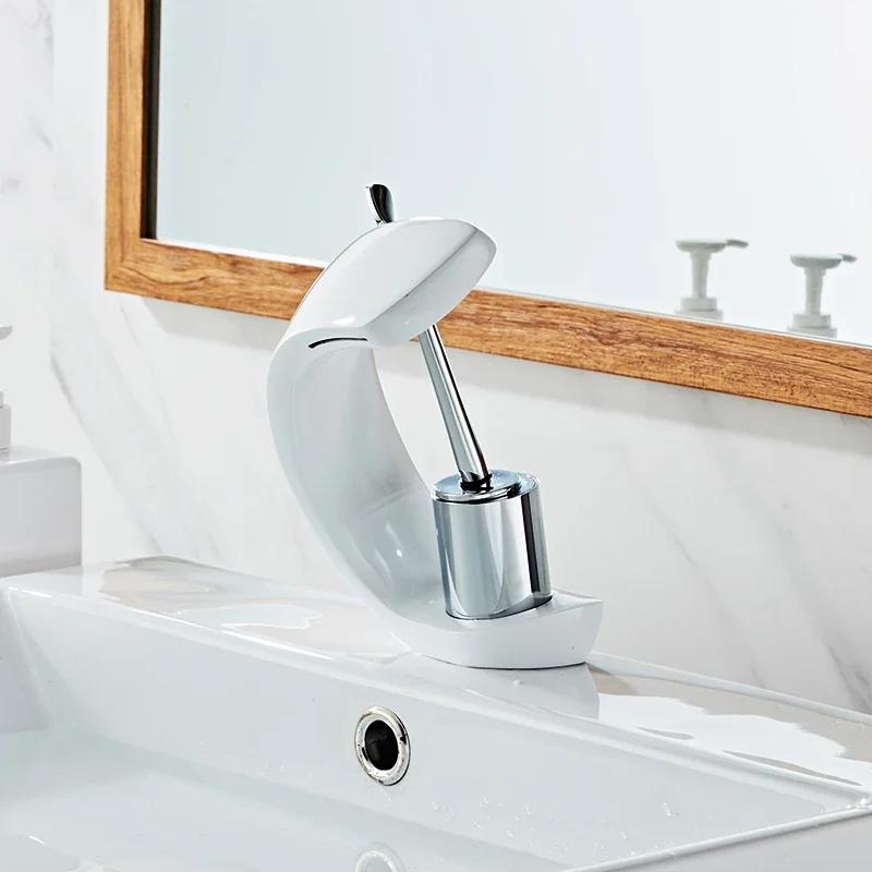 Waterfall Basin Faucet Bathroom Hot and Cold Water Taps White Chrome Black Wash Sink Faucet Solid Brass Torneiras do banheiro