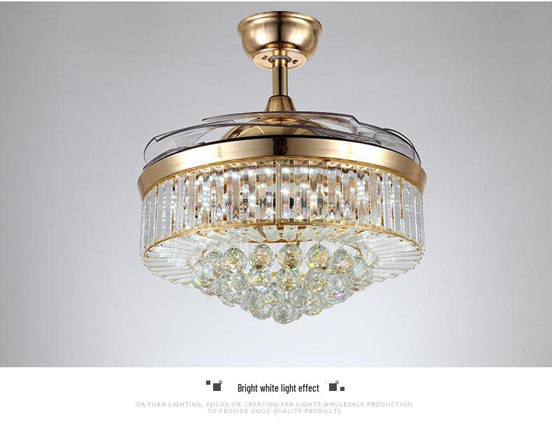 European-Inspired Crystal Chandelier Ceiling Fan with Smart Inverter and Invisible Design for Living, Dining, & Bedroom