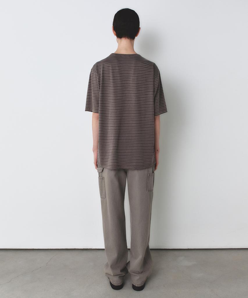 INSILENCE Striped Dyed Pocket T-Shirt Brown