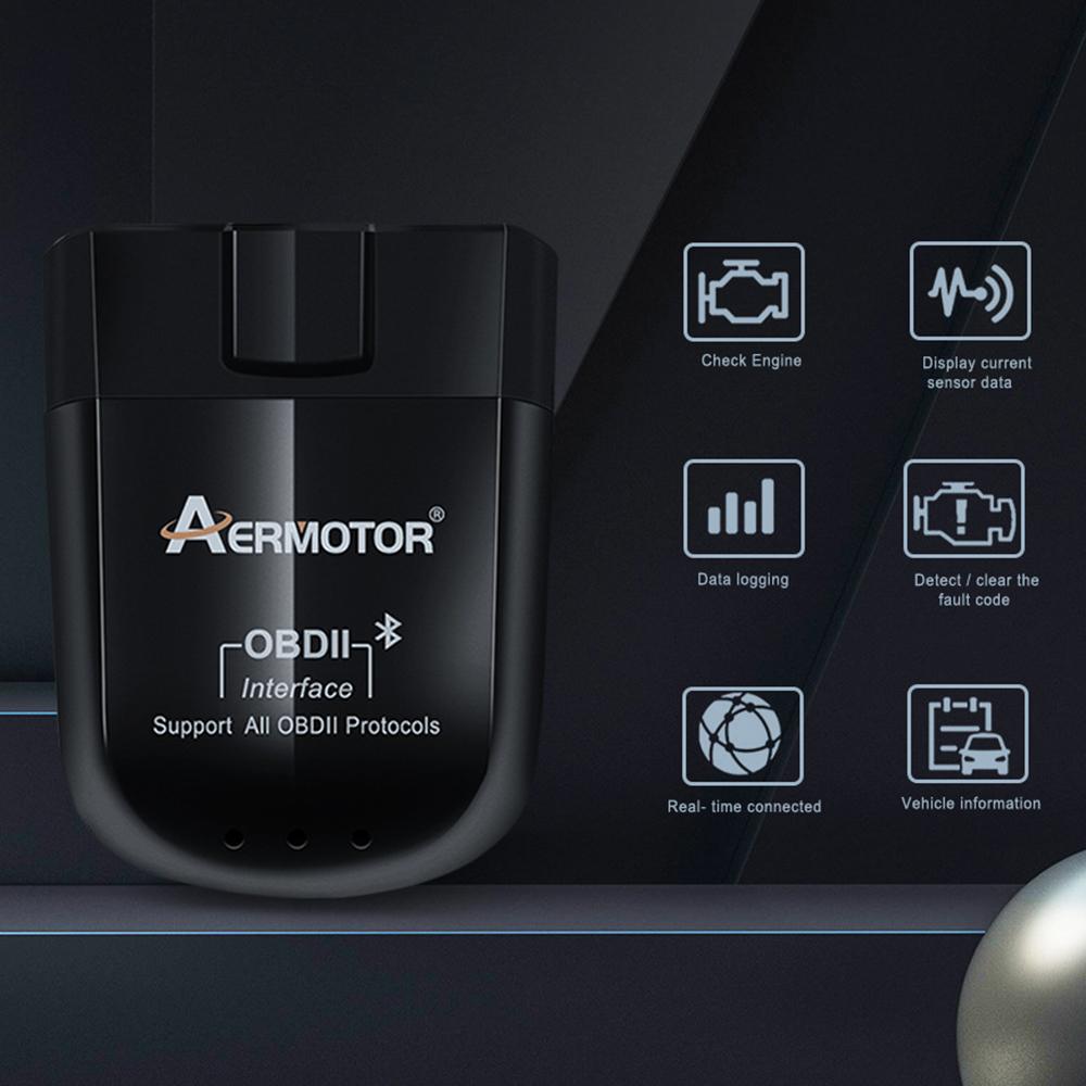

AERMOTOR ELM327 V1.5 OBD 2 Scanner Bluetooth-compatible 4.0 Car OBD2 Reader Check Engine Scan Tool (Chip: PIC18F25K80) Type A