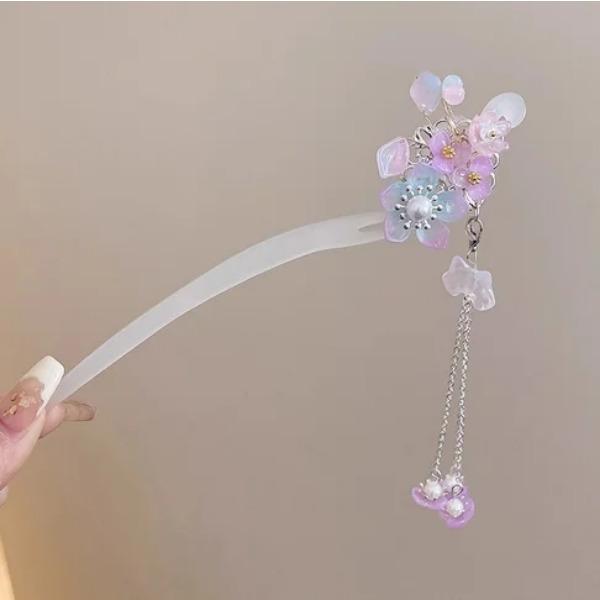 Horquilla de Flores de Lujo Ligero Para Mujer Estilo Chino Floral Mariposa Borla Palillo para el Cabello Elegante Joyería de Metal Horquilla Pinzas para el Cabello