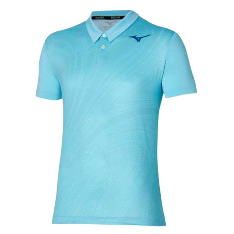 

Mizuno Shadow Удобная Мягкая Дышащая Футболка-поло с коротким рукавом Мужские топы Небесно-голубой 62GAB00419 S