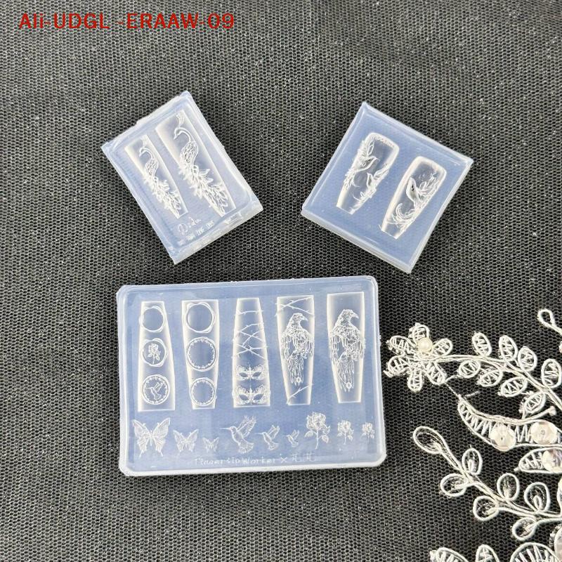One-piece Peacock 3D Emboss Silicone Artistic Nail Design DIY Manicure Moulds