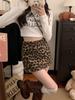 Korean Retro Leopard Print Lambswool A-Line Short Skirt - High Waist Slimming Design