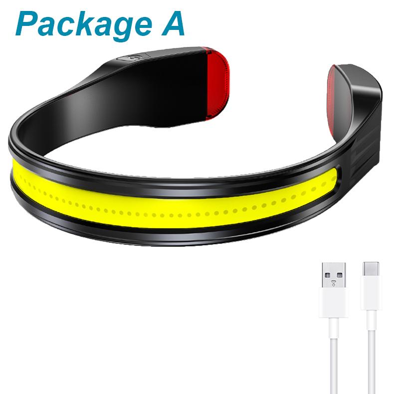 

COB светодиодный налобный фонарь Type-C USB аккумуляторная фара Многофункциональный светильник Портативный головной фонарик Хвостовая белая лампа; красный свет Package A