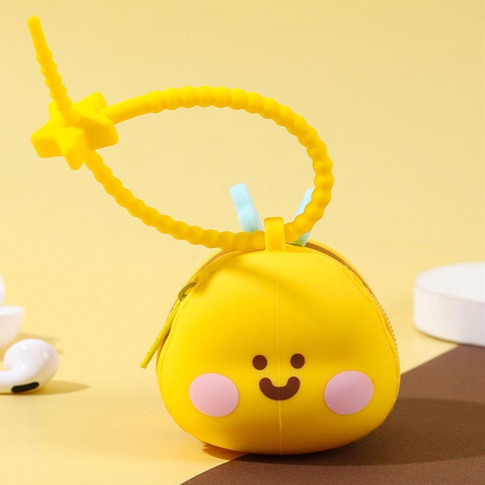 Cute Cartoon Coin Purse Soft 3D Mini Storage Bag Portable Silicone Bee Keychain  Boys Girls