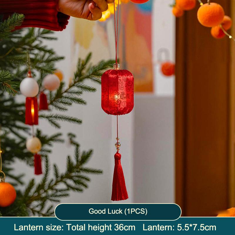 Horse Year Chinese Hanging Lanterns Glowing Handmade 2026 New Year Lanterns Cloth With Tassel Portable Lanterns Outdoor 1PC