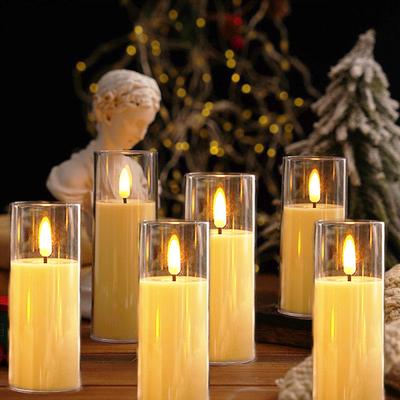 LED Kerzenlichter, Lang, Blinkend, Weihnachtsdekoration, Beruhigendes Licht, Warme Farbe, Unparfümiert, Flammenlos, Nachtlicht, Fördert den Schlaf, Stilvoll,