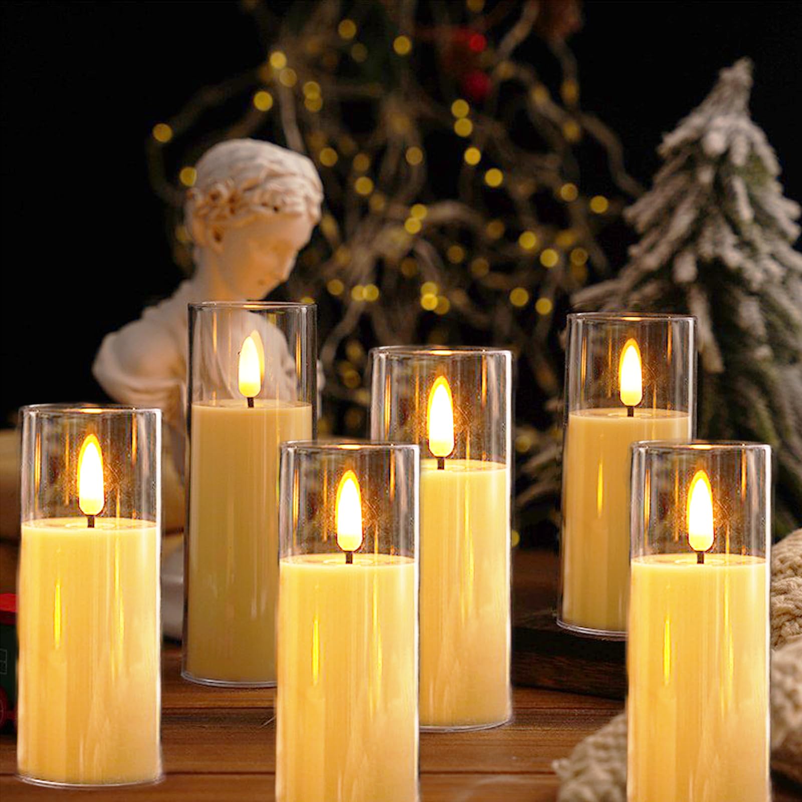 

LED Candle Lights, Long, Flashing, Christmas Decoration, Soothing Light, Warm Color, Unscented, Flameless, Night Light, Inspires Sleep, Stylish,