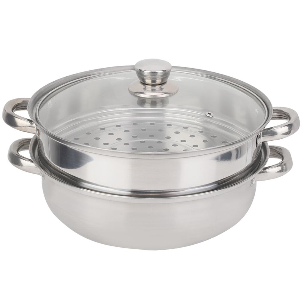 Stainless Steel Cookware 27cm/11in 2-Layer Steamer Pot Cooker Double Boiler Soup Steaming Pot