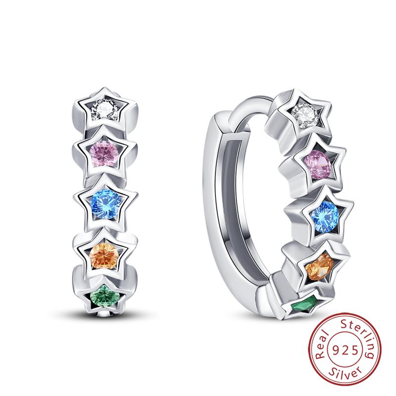 Hot 925 Sterling Silver Earrings Charm Simple Shining Lotus Zircon Wedding Women Jewelry Gift