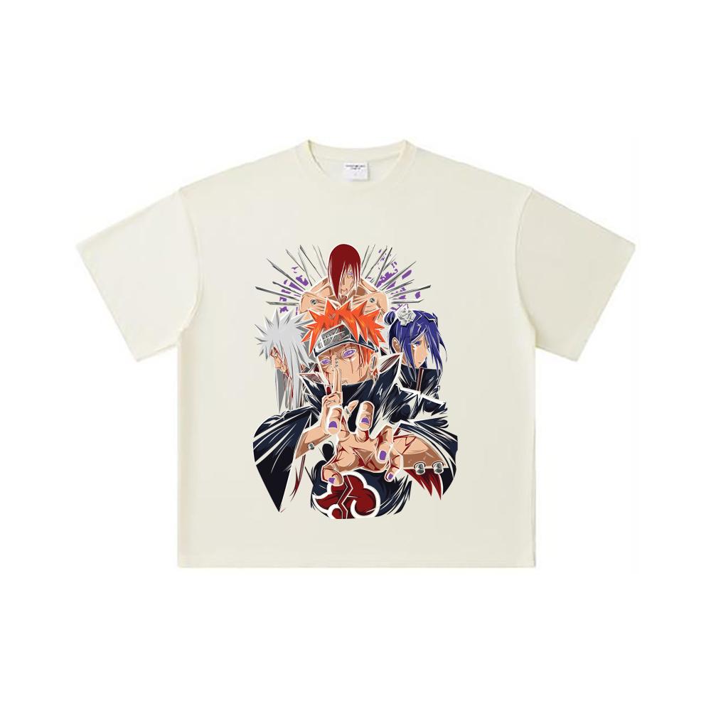 

260 GSM Double Yarn 32 Count 100% Cotton Naruto V10 Pain Print Unisex Heavy Cotton T Shirt S абрикосовый